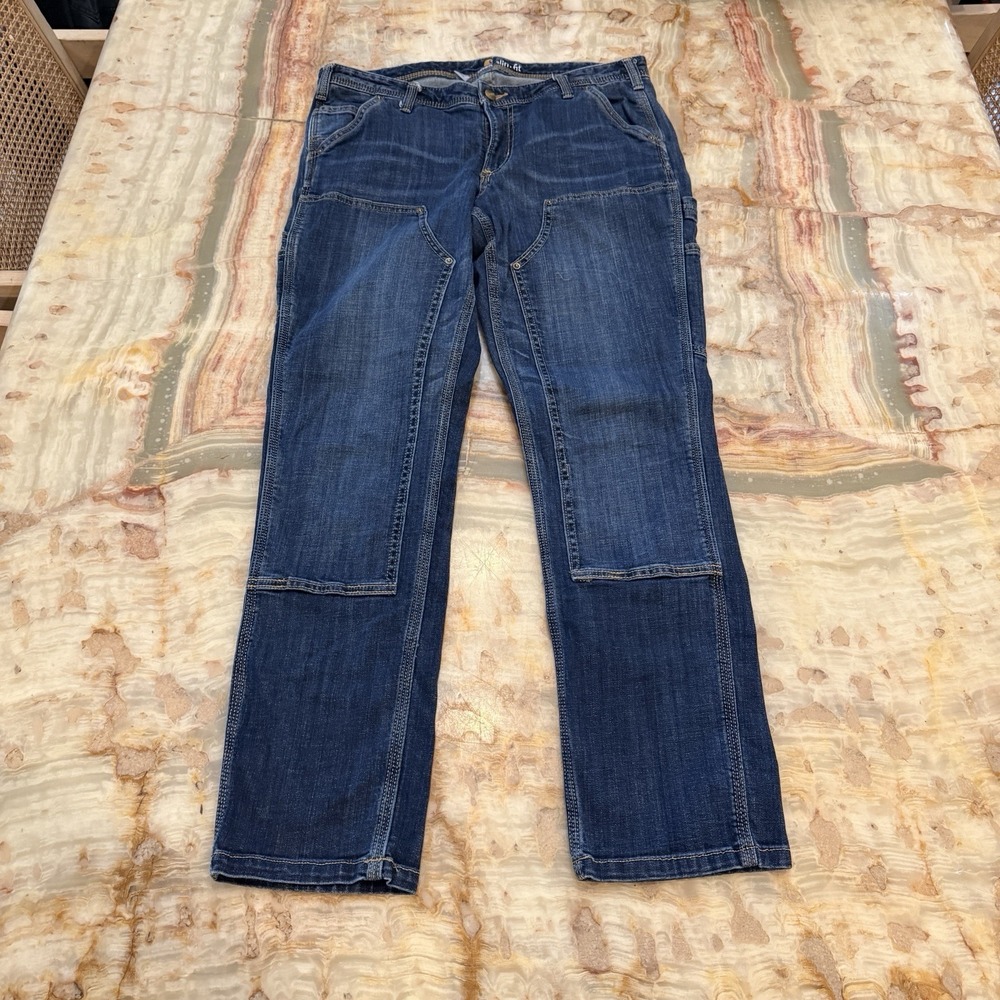 Carhartt Womens Slim Fit Utility Jeans Size‎ 12 Regular 30x30 Dark Wash Workwear